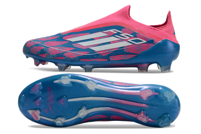 Men's Adidas F50 Elite Laceless FG Firm Ground Low-Tops Football Boots - Blue/Pink/White
