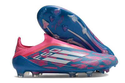 Men's Adidas F50 Elite Laceless FG Firm Ground Low-Tops Football Boots - Blue/Pink/White