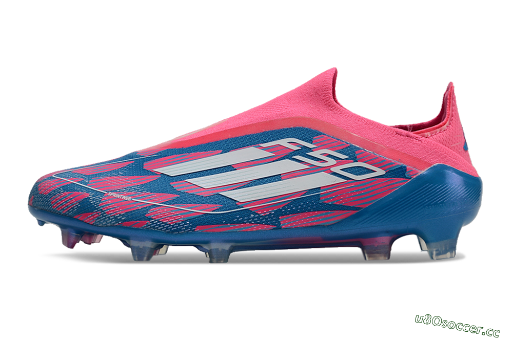 Men's Adidas F50 Elite Laceless FG Firm Ground Low-Tops Football Boots - Blue/Pink/White 4