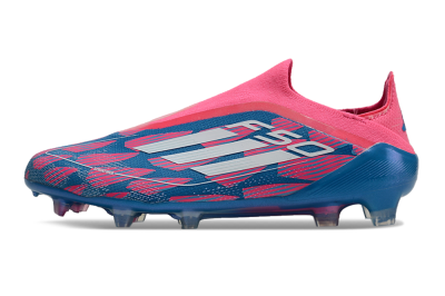 Men's Adidas F50 Elite Laceless FG Firm Ground Low-Tops Football Boots - Blue/Pink/White