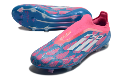 Men's Adidas F50 Elite Laceless FG Firm Ground Low-Tops Football Boots - Blue/Pink/White