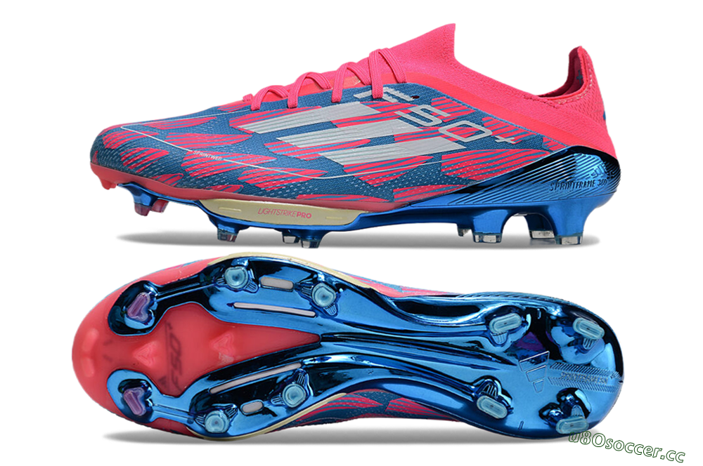 Men's Adidas F50+ Lightstrike Pro FG Firm Ground Low-Tops Football Boots - Blue/Pink/White 1