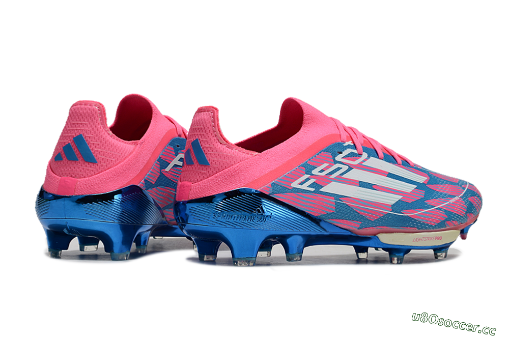 Men's Adidas F50+ Lightstrike Pro FG Firm Ground Low-Tops Football Boots - Blue/Pink/White 6