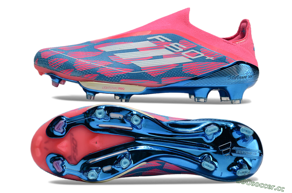 Unisex Adidas F50+ Lightstrike Pro Laceless FG Firm Ground Low-Tops Football Boots - Pink/Blue/White 1