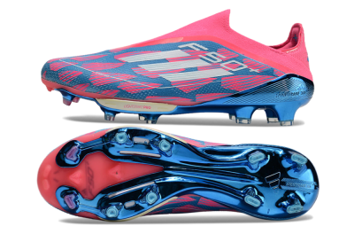 Unisex Adidas F50+ Lightstrike Pro Laceless FG Firm Ground Low-Tops Football Boots - Pink/Blue/White