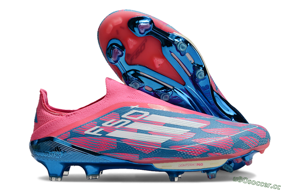 Unisex Adidas F50+ Lightstrike Pro Laceless FG Firm Ground Low-Tops Football Boots - Pink/Blue/White 2
