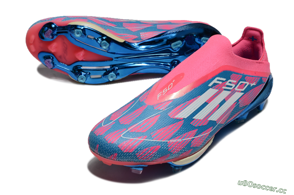 Unisex Adidas F50+ Lightstrike Pro Laceless FG Firm Ground Low-Tops Football Boots - Pink/Blue/White 3