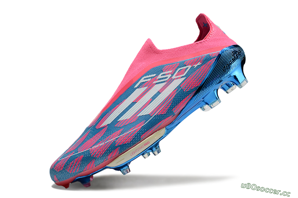 Unisex Adidas F50+ Lightstrike Pro Laceless FG Firm Ground Low-Tops Football Boots - Pink/Blue/White 5