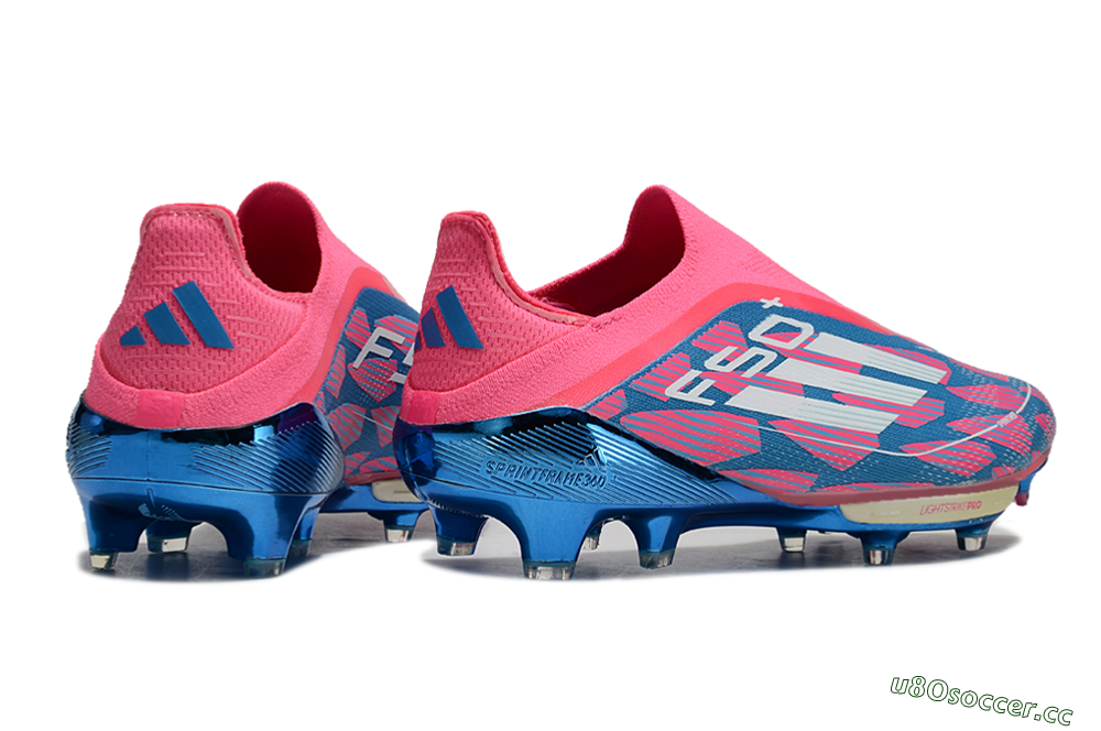 Unisex Adidas F50+ Lightstrike Pro Laceless FG Firm Ground Low-Tops Football Boots - Pink/Blue/White 6