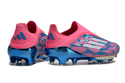 Unisex Adidas F50+ Lightstrike Pro Laceless FG Firm Ground Low-Tops Football Boots - Pink/Blue/White