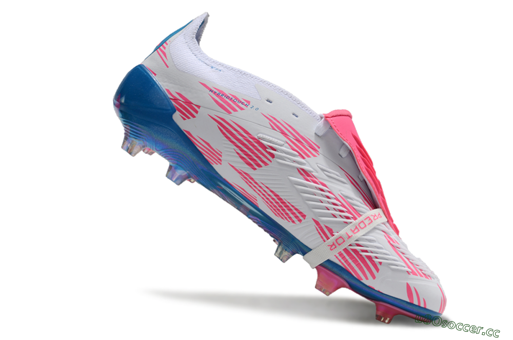 Men's Adidas Predator Elite Foldover Tongue FG Firm Ground Low-Tops Football Boots - White/Blue/Pink 4