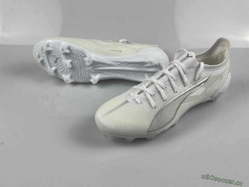 Men's Puma Ultra 5 Ultimate FG Firm Ground Low-Tops Football Boots - White/Silver
