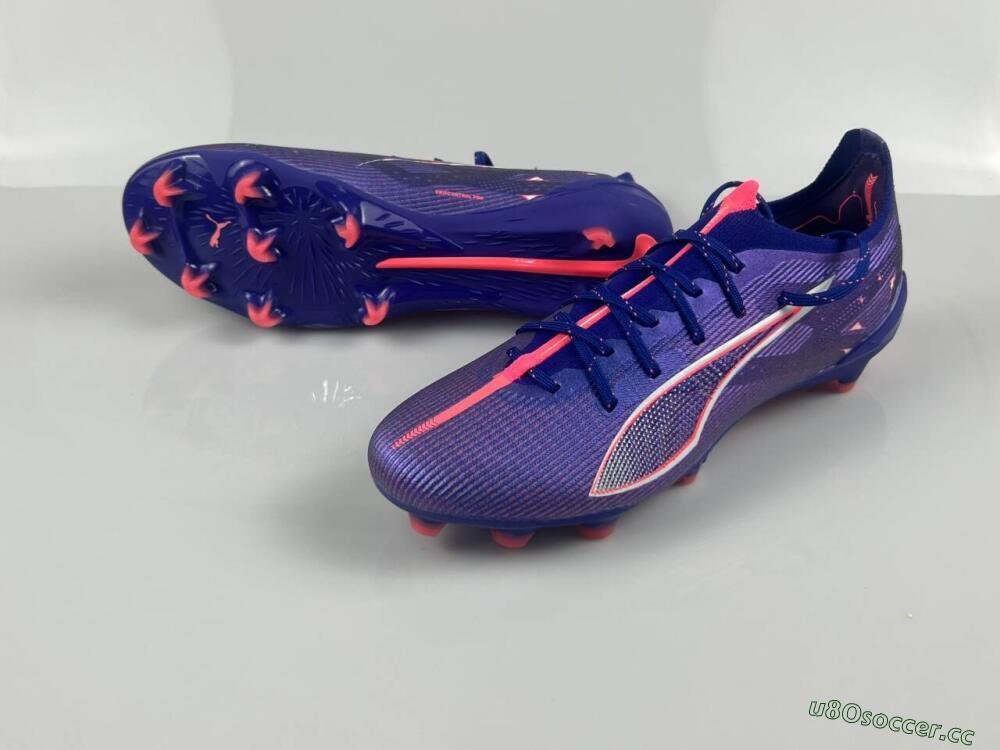 Men's Puma Ultra 5 Ultimate FG Firm Ground Low-Tops Football Boots - Blue/Pink/White