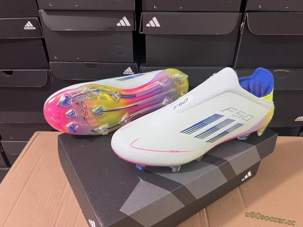 Unisex Adidas F50 Elite Laceless FG Firm Ground Low-Tops Football Boots - Jade/Blue/Yellow
