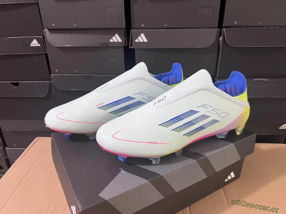 Unisex Adidas F50 Elite Laceless FG Firm Ground Low-Tops Football Boots - Jade/Blue/Yellow