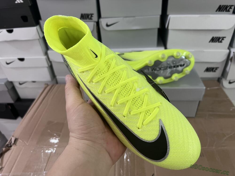 Unisex Nike Air Zoom Mercurial Superfly 10 Elite AG Artificial Grass High-Tops Football Boots - Yellow/Silver/Black