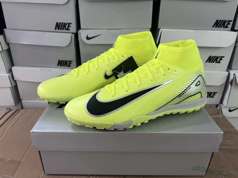 Unisex Nike Air Zoom Mercurial Superfly 10 Elite TF Artificial Turf High-Tops Football Shoes - Yellow/Silver/Black