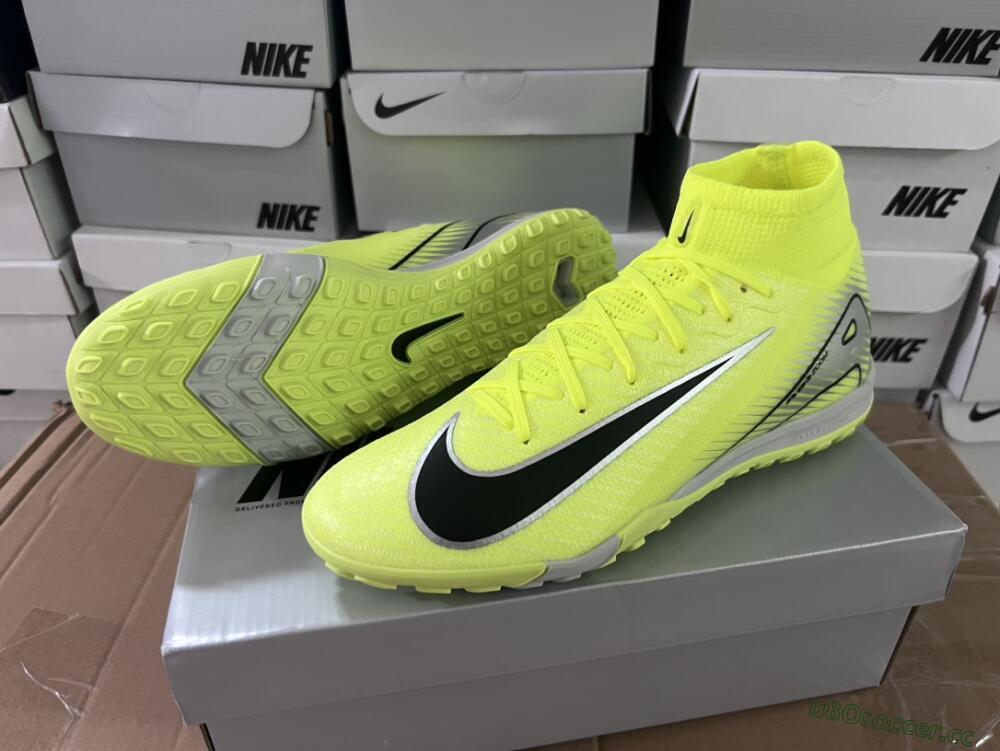 Unisex Nike Air Zoom Mercurial Superfly 10 Elite TF Artificial Turf High-Tops Football Shoes - Yellow/Silver/Black