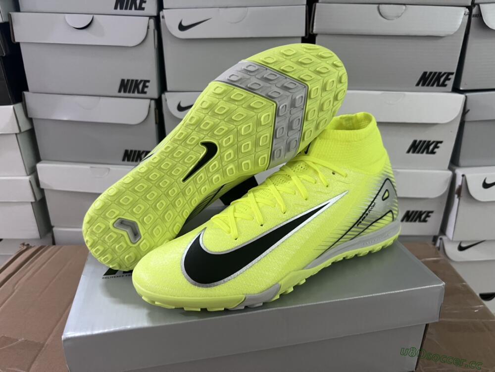 Unisex Nike Air Zoom Mercurial Superfly 10 Elite TF Artificial Turf High-Tops Football Shoes - Yellow/Silver/Black
