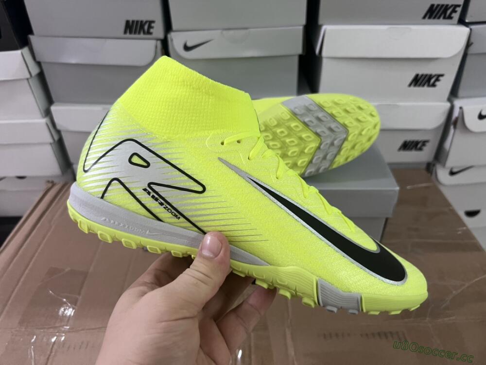 Unisex Nike Air Zoom Mercurial Superfly 10 Elite TF Artificial Turf High-Tops Football Shoes - Yellow/Silver/Black