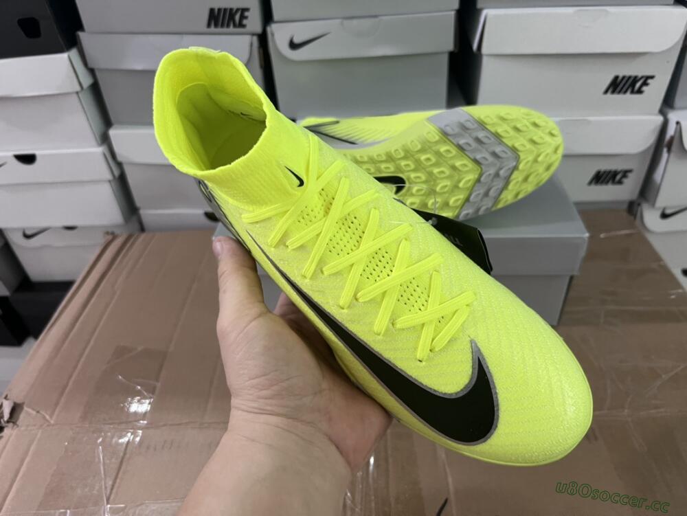 Unisex Nike Air Zoom Mercurial Superfly 10 Elite TF Artificial Turf High-Tops Football Shoes - Yellow/Silver/Black