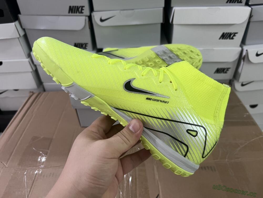 Unisex Nike Air Zoom Mercurial Superfly 10 Elite TF Artificial Turf High-Tops Football Shoes - Yellow/Silver/Black