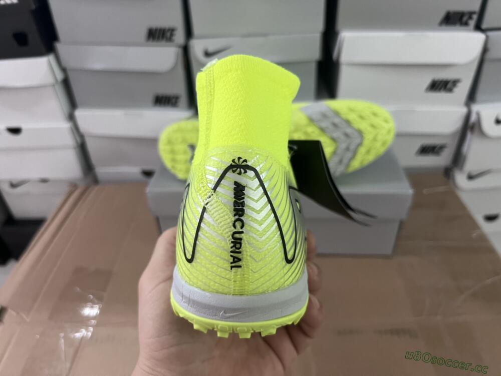 Unisex Nike Air Zoom Mercurial Superfly 10 Elite TF Artificial Turf High-Tops Football Shoes - Yellow/Silver/Black