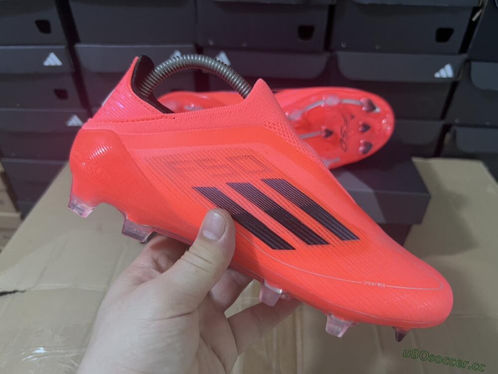 Unisex Adidas F50 Elite Laceless FG Firm Ground Low-Tops Football Boots - Red/Blue/Silver