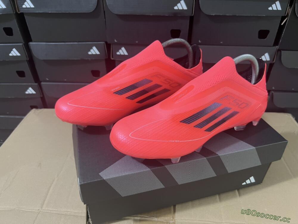 Unisex Adidas F50 Elite Laceless FG Firm Ground Low-Tops Football Boots - Red/Blue/Silver