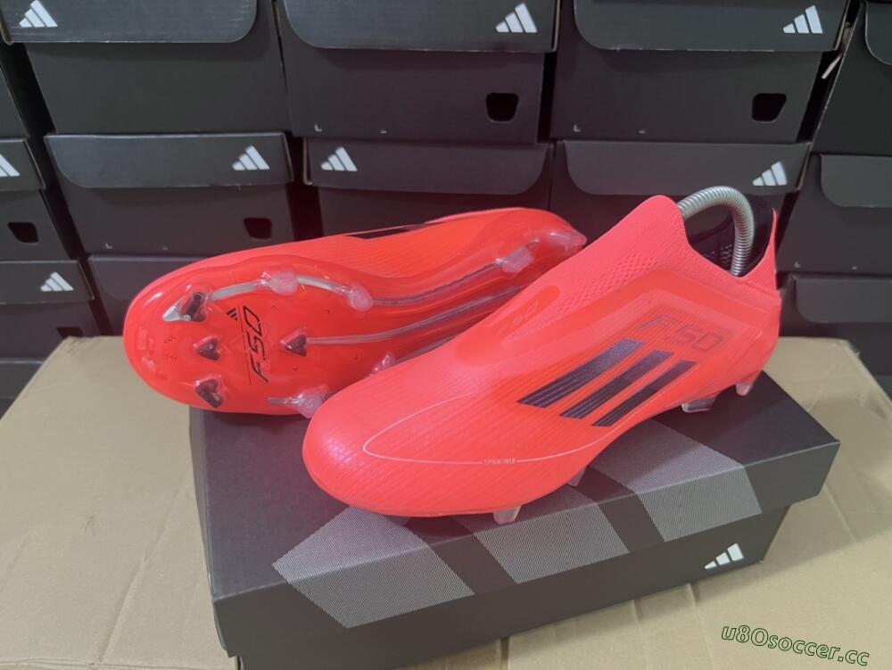 Unisex Adidas F50 Elite Laceless FG Firm Ground Low-Tops Football Boots - Red/Blue/Silver