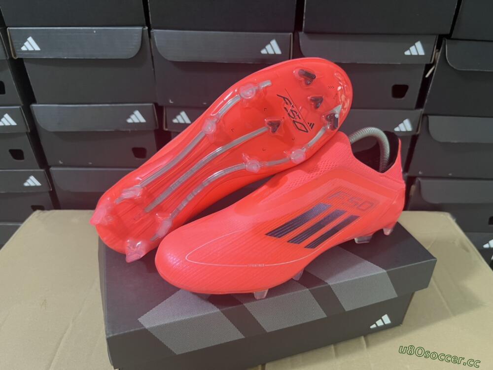 Unisex Adidas F50 Elite Laceless FG Firm Ground Low-Tops Football Boots - Red/Blue/Silver