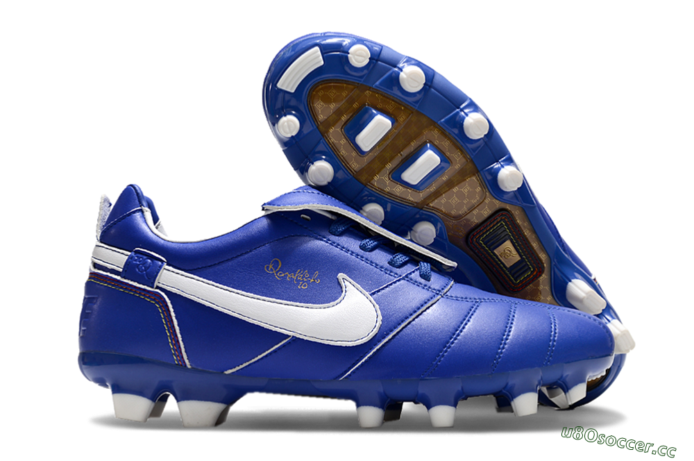 Men's Ronaldo x Nike Tiempo Legend R10 Elite FG Firm Ground Low-Tops Football Boots - Bule/White 2
