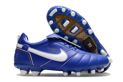 Men's Ronaldo x Nike Tiempo Legend R10 Elite FG Firm Ground Low-Tops Football Boots - Bule/White