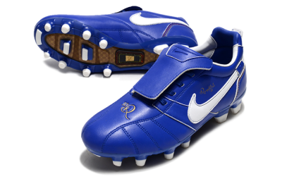 Men's Ronaldo x Nike Tiempo Legend R10 Elite FG Firm Ground Low-Tops Football Boots - Bule/White
