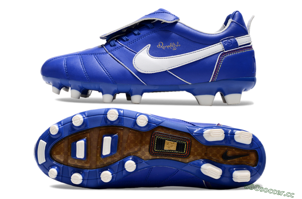 Men's Ronaldo x Nike Tiempo Legend R10 Elite FG Firm Ground Low-Tops Football Boots - Bule/White 1