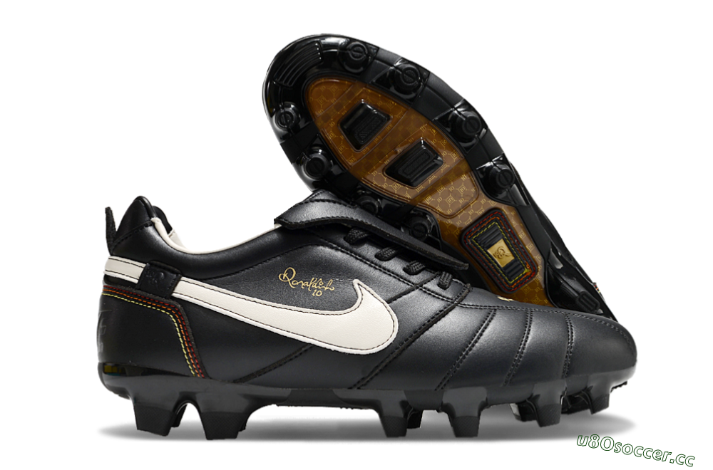 Men's Ronaldo x Nike Tiempo Legend R10 Elite FG Firm Ground Low-Tops Football Boots - Black/White 2