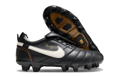 Men's Ronaldo x Nike Tiempo Legend R10 Elite FG Firm Ground Low-Tops Football Boots - Black/White