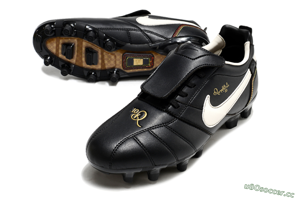 Men's Ronaldo x Nike Tiempo Legend R10 Elite FG Firm Ground Low-Tops Football Boots - Black/White 3