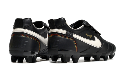 Men's Ronaldo x Nike Tiempo Legend R10 Elite FG Firm Ground Low-Tops Football Boots - Black/White