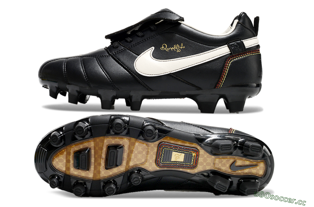 Men's Ronaldo x Nike Tiempo Legend R10 Elite FG Firm Ground Low-Tops Football Boots - Black/White 1