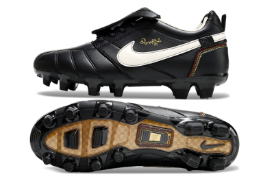 Men's Ronaldo x Nike Tiempo Legend R10 Elite FG Firm Ground Low-Tops Football Boots - Black/White