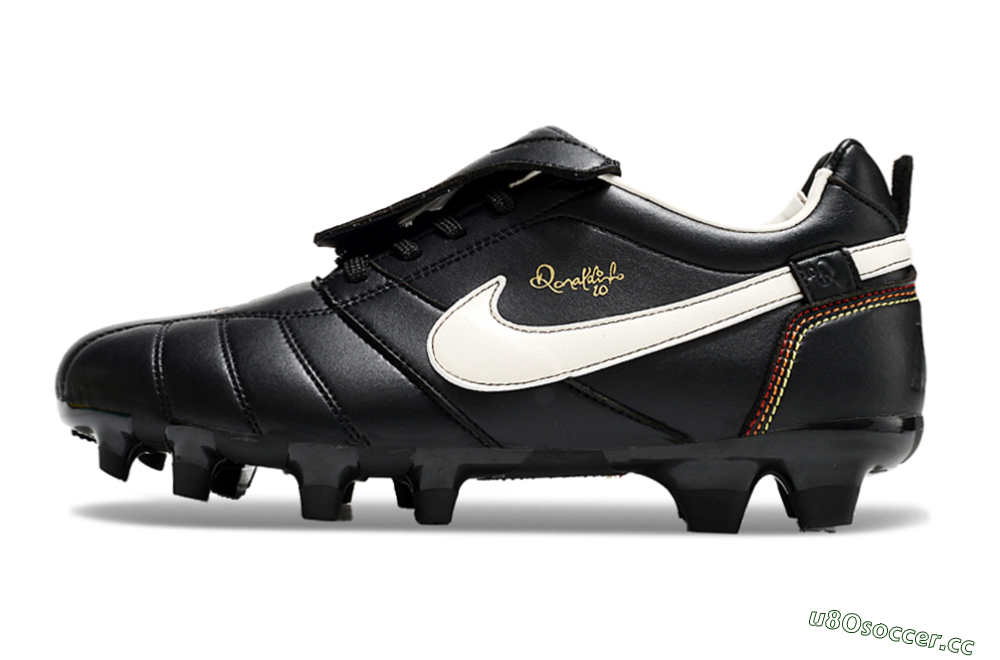Men's Ronaldo x Nike Tiempo Legend R10 Elite FG Firm Ground Low-Tops Football Boots - Black/White 0