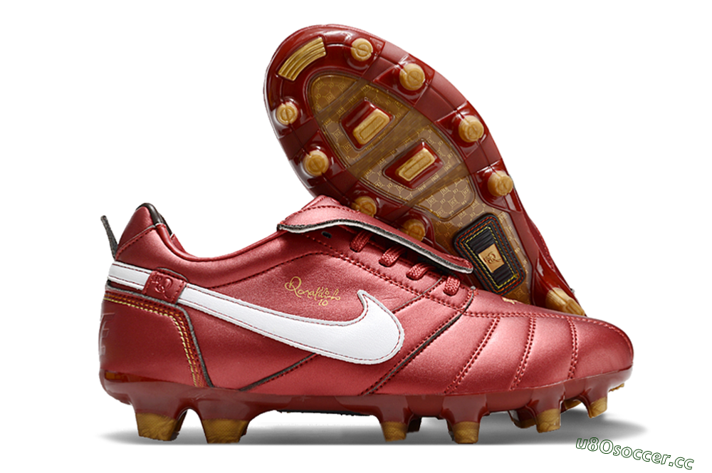 Men's Ronaldo x Nike Tiempo Legend R10 Elite FG Firm Ground Low-Tops Football Boots - Red/White 2