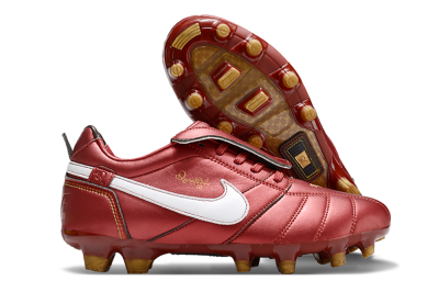 Men's Ronaldo x Nike Tiempo Legend R10 Elite FG Firm Ground Low-Tops Football Boots - Red/White