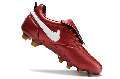Men's Ronaldo x Nike Tiempo Legend R10 Elite FG Firm Ground Low-Tops Football Boots - Red/White