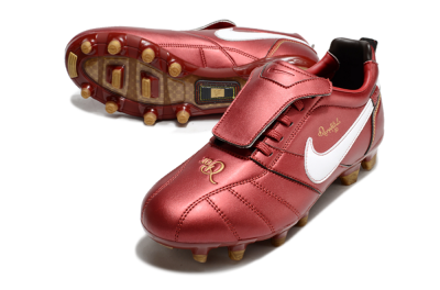 Men's Ronaldo x Nike Tiempo Legend R10 Elite FG Firm Ground Low-Tops Football Boots - Red/White