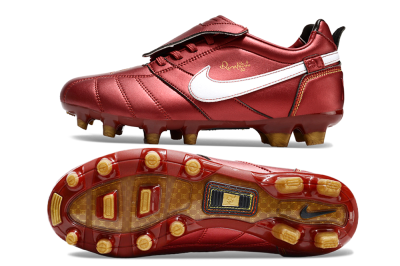 Men's Ronaldo x Nike Tiempo Legend R10 Elite FG Firm Ground Low-Tops Football Boots - Red/White