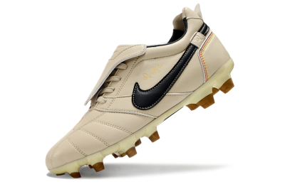 Men's Ronaldo x Nike Tiempo Legend R10 Elite FG Firm Ground Low-Tops Football Boots - Beige/Black