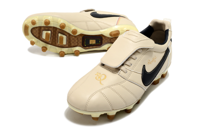 Men's Ronaldo x Nike Tiempo Legend R10 Elite FG Firm Ground Low-Tops Football Boots - Beige/Black