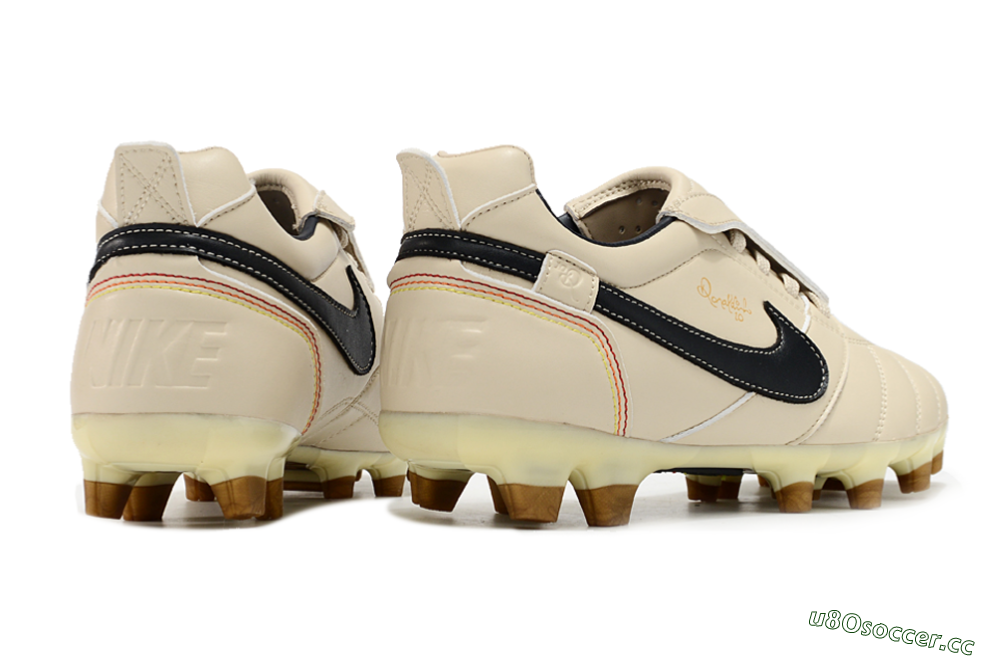 Men's Ronaldo x Nike Tiempo Legend R10 Elite FG Firm Ground Low-Tops Football Boots - Beige/Black 6